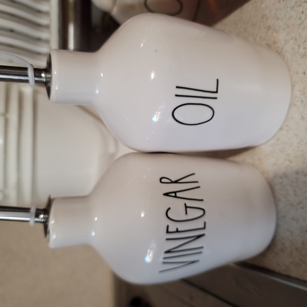 White Oil and Vinegar Dispenser Set